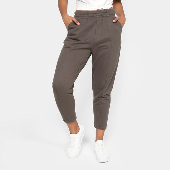 Calça Moletom Hering Pantalon Cintura Alta Feminina - Cinza Menor preço em Calça Moletom Hering Pantalon Cintura Alta Feminina - Cinza
