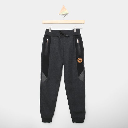 Calça Moletom Infantil Gangster Bolsos Com Zíper Menino - Preto Menor preço em Calça Moletom Infantil Gangster Bolsos Com Zíper Menino - Preto