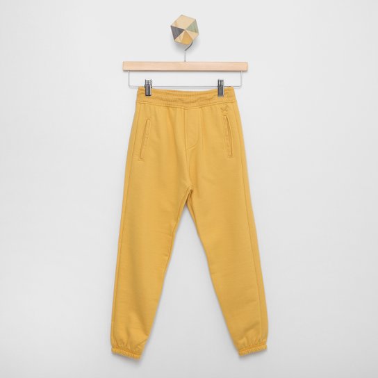 Calça Moletom Infantil Hering Kids Básica - Mostarda Menor preço em Calça Moletom Infantil Hering Kids Básica - Mostarda