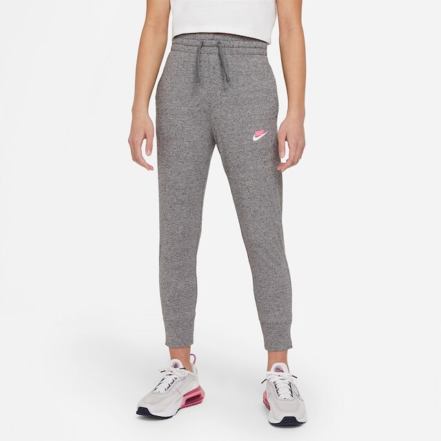 Calça Moletom Infanto Juvenil Nike Jogger Feminina - Cinza+Rosa Menor preço em Calça Moletom Infanto Juvenil Nike Jogger Feminina - Cinza+Rosa