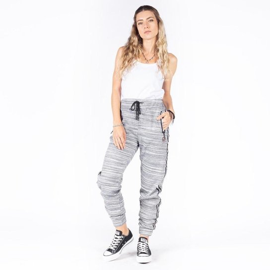 Calça Moletom Jogger Bolsos Besni Feminina - Mescla