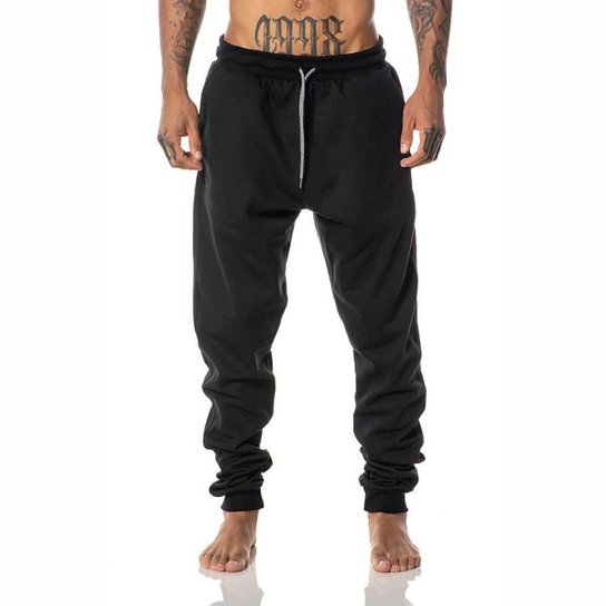 Calça Moletom Jogger Cargo Confortável Treino Frio Masculina - Preto Menor preço em Calça Moletom Jogger Cargo Confortável Treino Frio Masculina - Preto