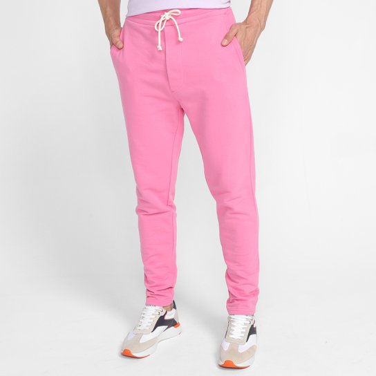Calça Moletom Jogger Hering Masculina - Rosa Claro Menor preço em Calça Moletom Jogger Hering Masculina - Rosa Claro
