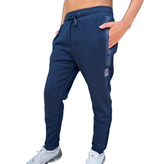 Calça Moletom Juvenil Masculina Gangster Sknny Importada - Azul+Marinho Menor preço em Calça Moletom Juvenil Masculina Gangster Sknny Importada - Azul+Marinho