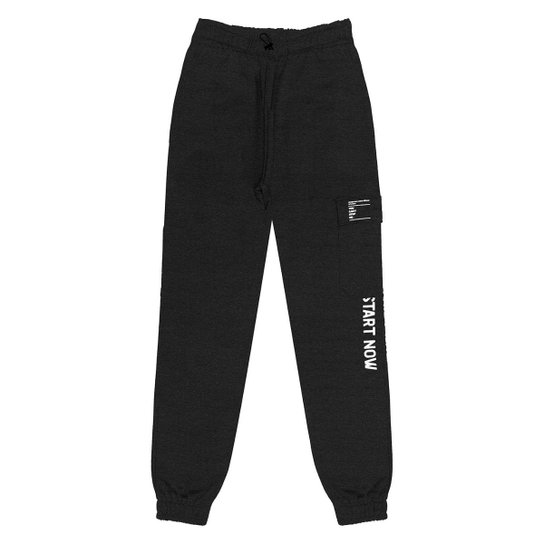 Calça Moletom Juvenil Masculina Rovitex Teen Preto - Preto Menor preço em Calça Moletom Juvenil Masculina Rovitex Teen Preto - Preto