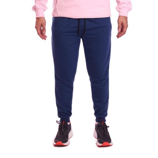 Calça Moletom Life Masculina Básica Casual Moletinho - Azul Escuro Menor preço em Calça Moletom Life Masculina Básica Casual Moletinho - Azul Escuro
