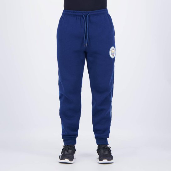 Calça Moletom Manchester City Escudo Marinho
