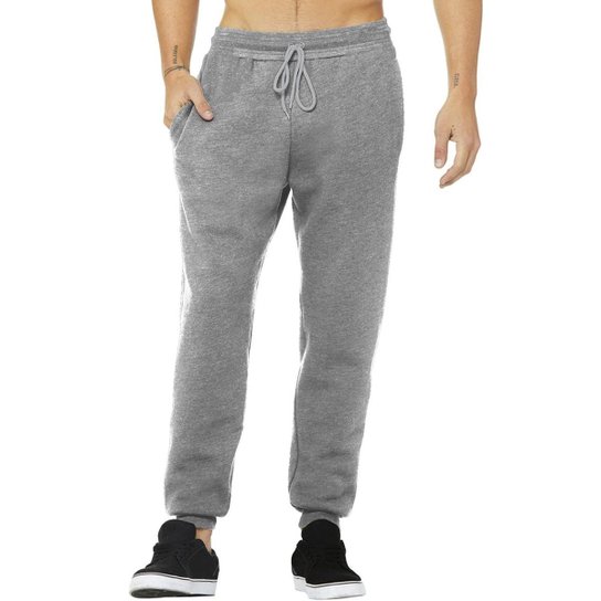 Calça Moletom Masculina Jogger Lisa - Cinza Menor preço em Calça Moletom Masculina Jogger Lisa - Cinza