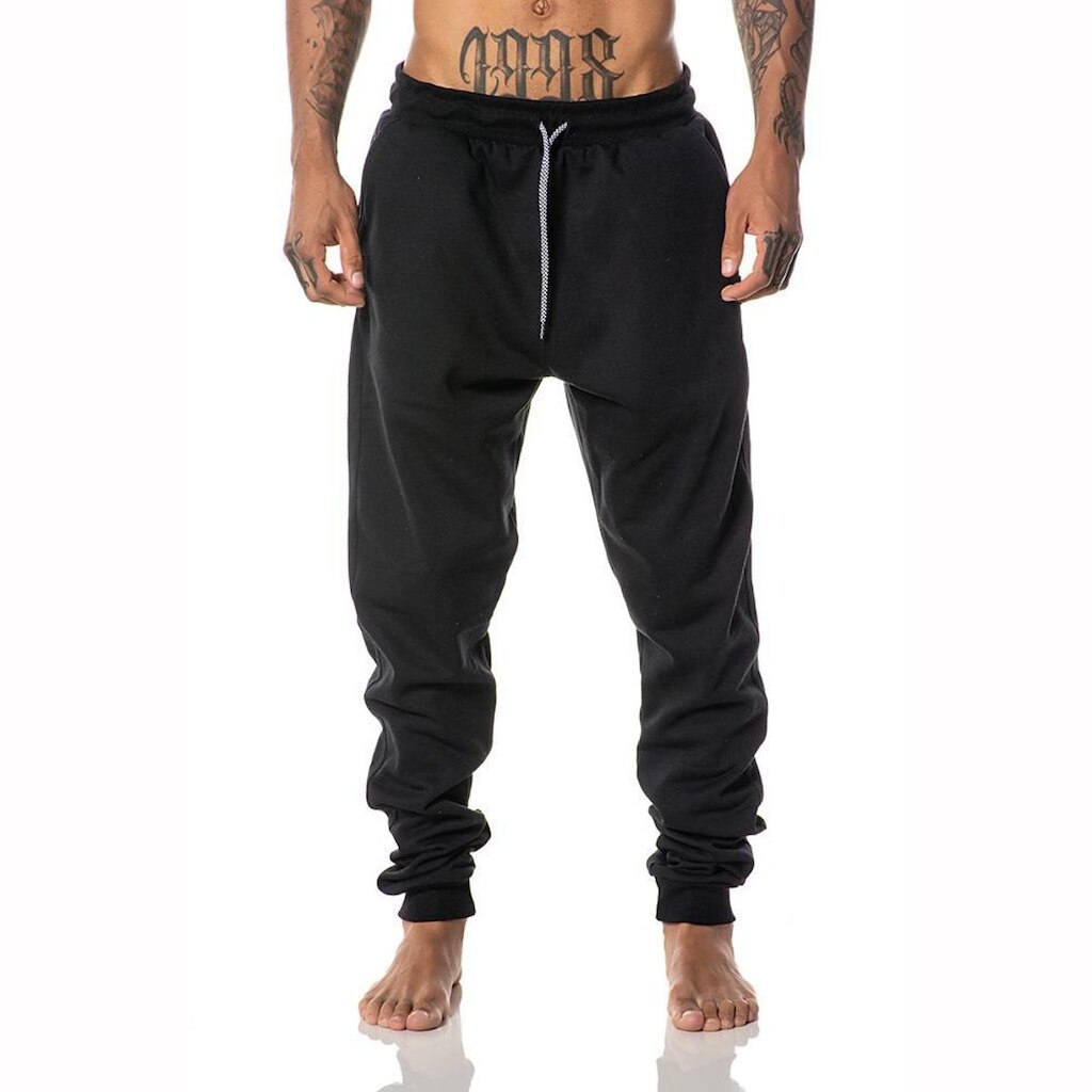 Calça Moletom Masculina Preta Jogger Cargo Conforto Bolsos