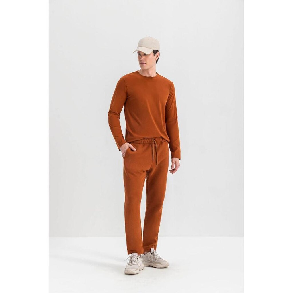 Calça Moletom Masculino Essendi Marrom Médio
