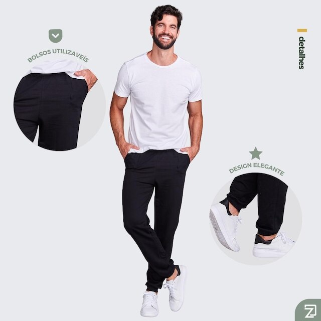 Calça Moletom Masculino Jogger Slim