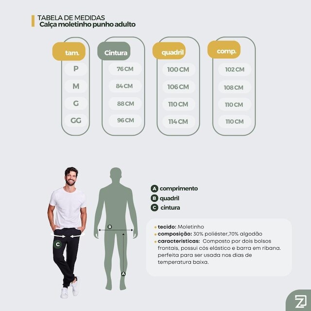 Calça Moletom Masculino Jogger Slim