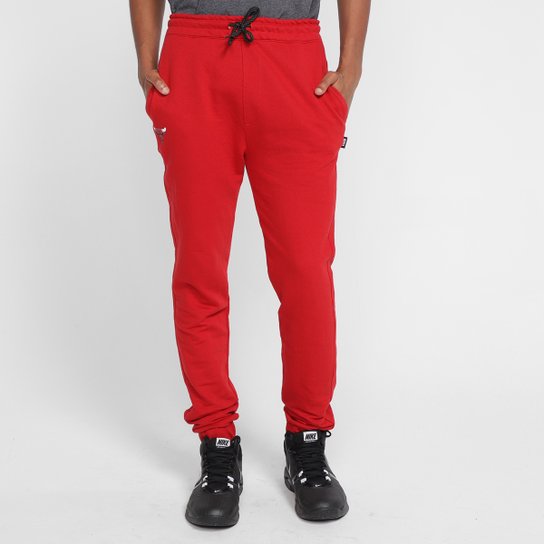 Calça Moletom NBA Chicago Bulls Masculina - Vermelho Menor preço em Calça Moletom NBA Chicago Bulls Masculina - Vermelho