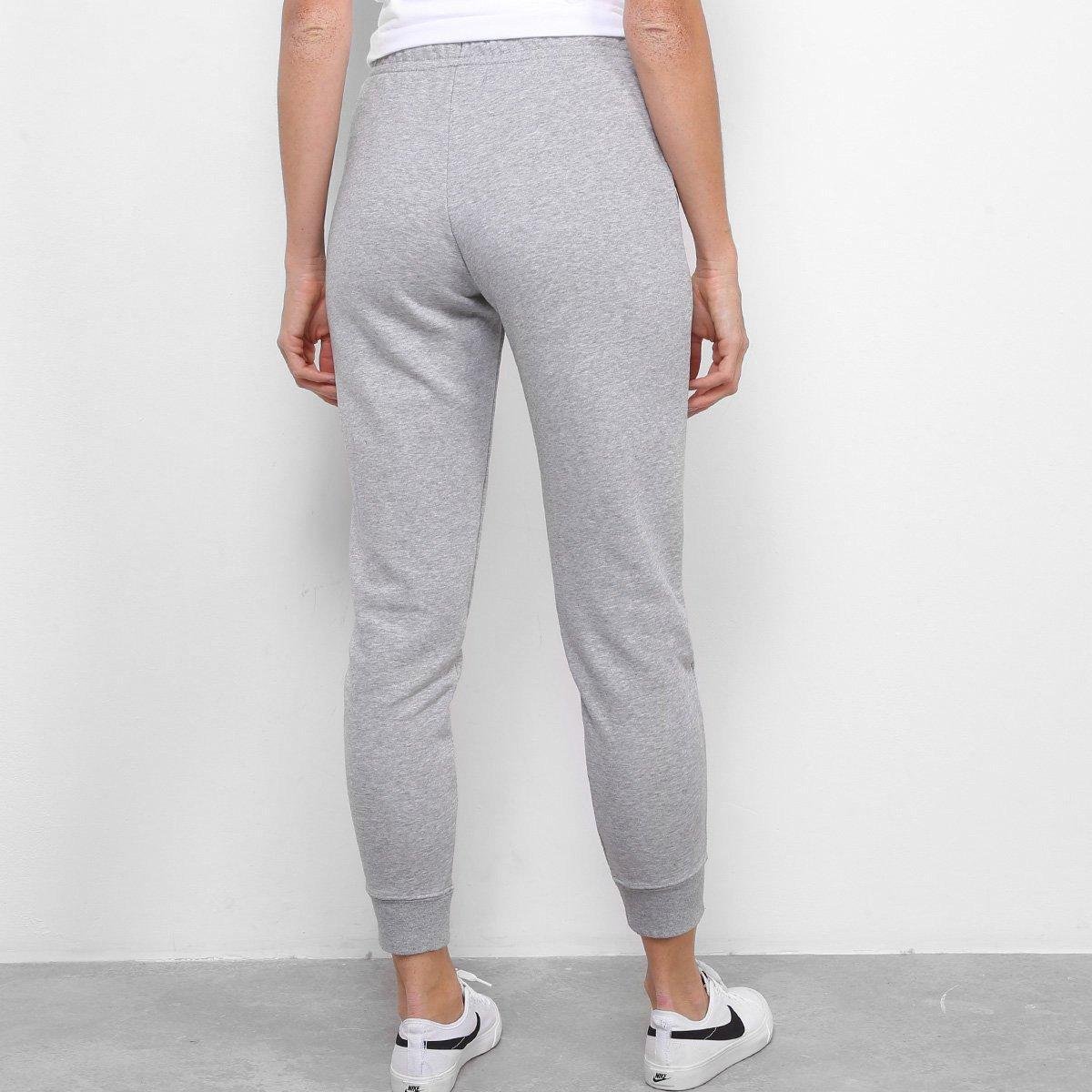 Calça Moletom Nike NSW Essentil Pant Tight Feminina Cinza+Branco