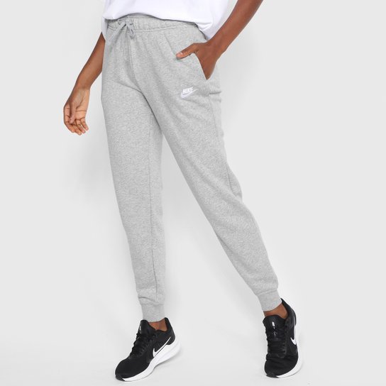 Calça Moletom Nike Sportswear Club Fleece Feminina - Grafite+Branco Menor preço em Calça Moletom Nike Sportswear Club Fleece Feminina - Grafite+Branco