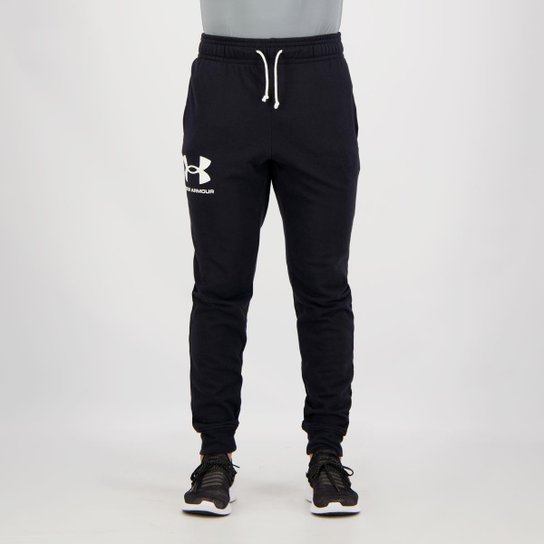 Calça Moletom Under Armour Rival Terry Preta - Preto Menor preço em Calça Moletom Under Armour Rival Terry Preta - Preto