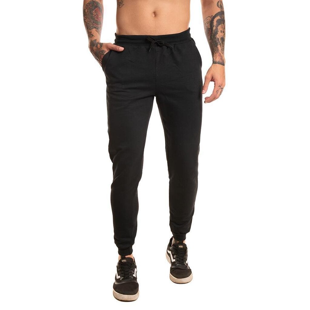 Calça Moletom Unissex Lisa Sem Estampas Com Bolsos