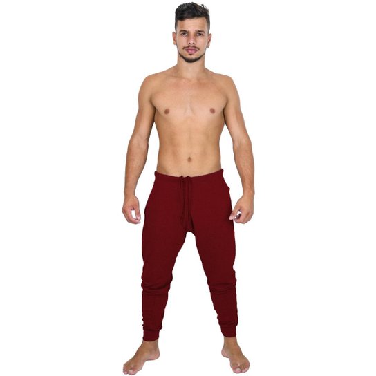 Calça MVB Modas Moletom Skinny Fitness Masculina - Vinho Menor preço em Calça MVB Modas Moletom Skinny Fitness Masculina - Vinho