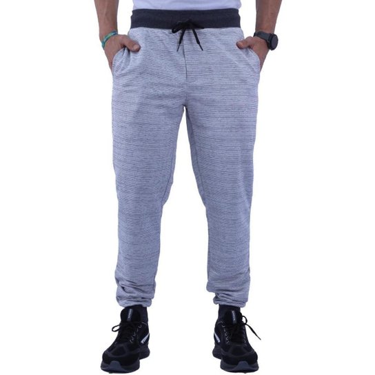 Calça MXD Conceito Moletom Slim Fit Cor Solido - Cinza Claro Menor preço em Calça MXD Conceito Moletom Slim Fit Cor Solido - Cinza Claro