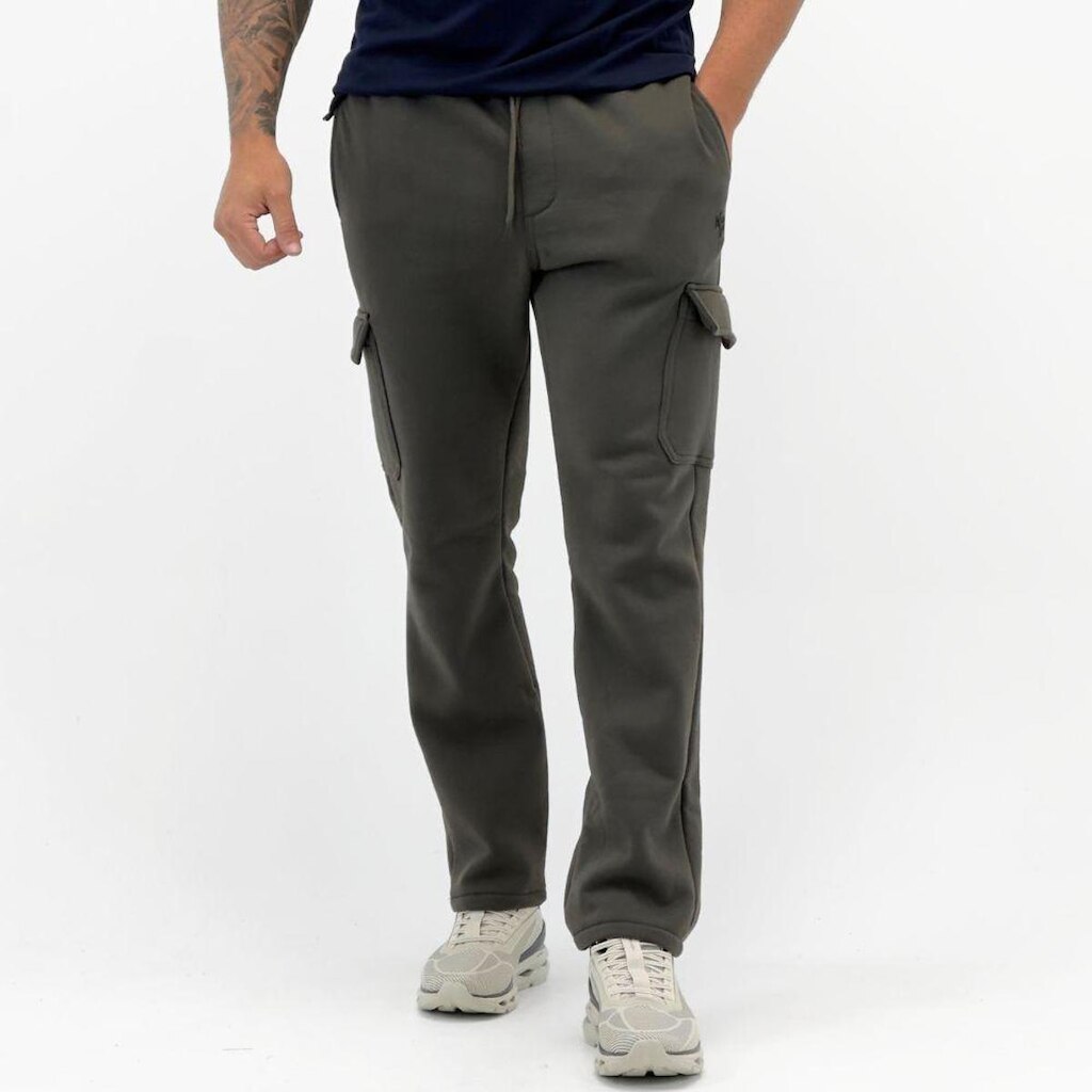 Calça Nicoboco Moletom Reta com Bolso Cargo Masculina