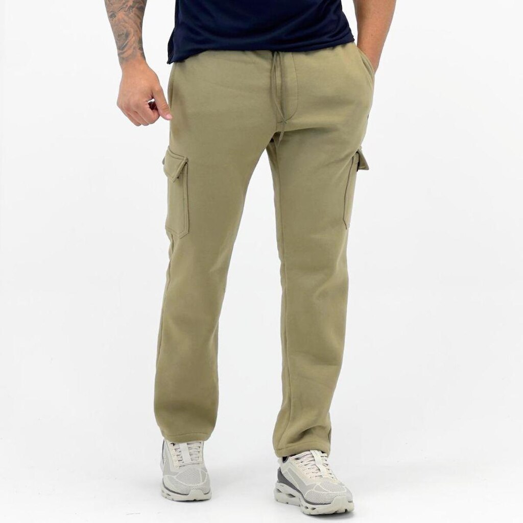 Calça Nicoboco Moletom Reta com Bolso Cargo Masculina