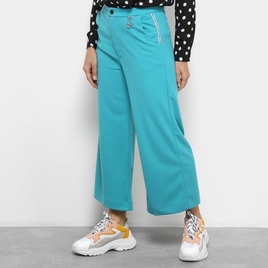 Calça Pantacourt Acrobat Cintura Alta Feminina - Azul Turquesa