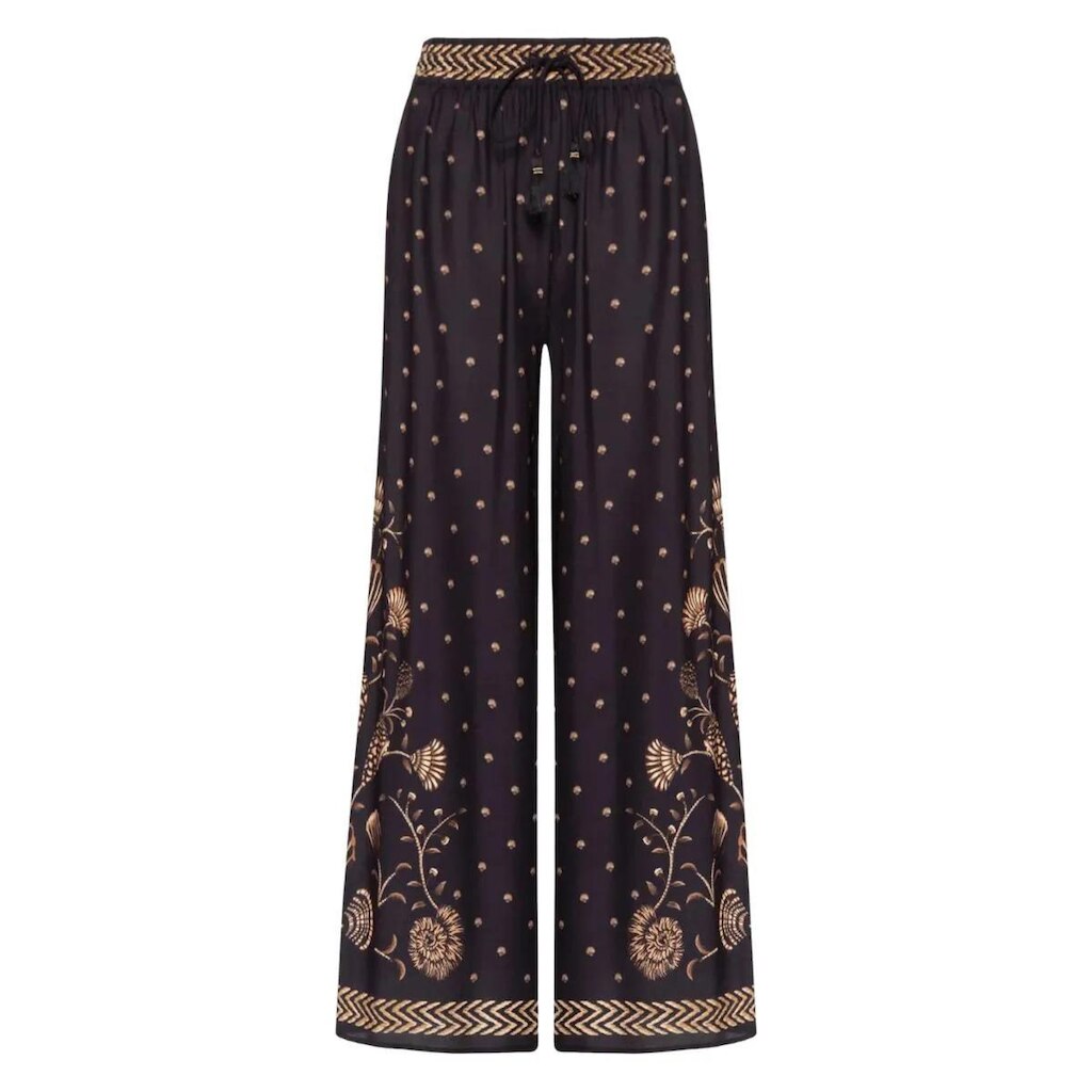 Calça Pantalona Farm Rio Sonho de Concha Preto