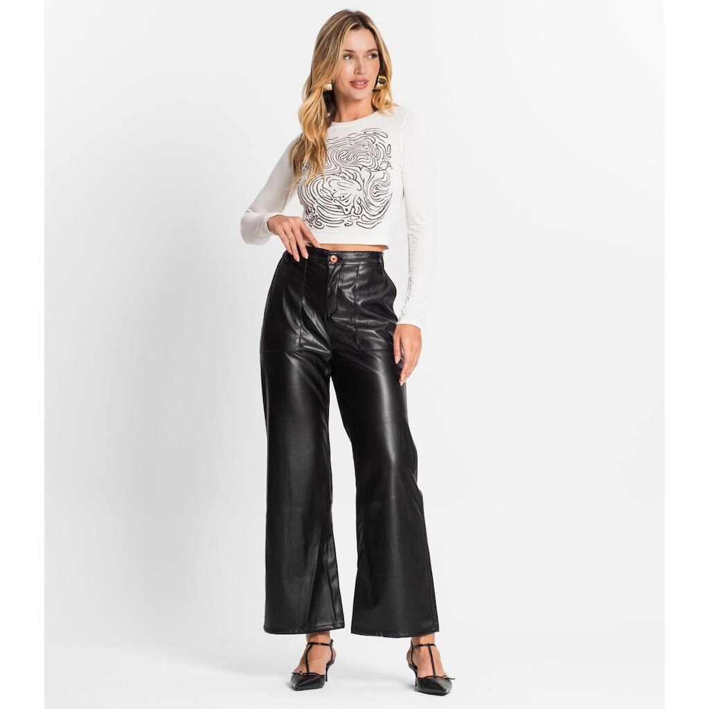 Calça Pantalona Feminina Endless Preto