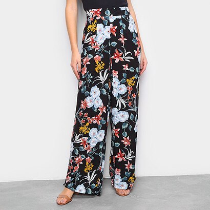 Calça Pantalona The Style Box Floral Feminina - Preto | Netshoes