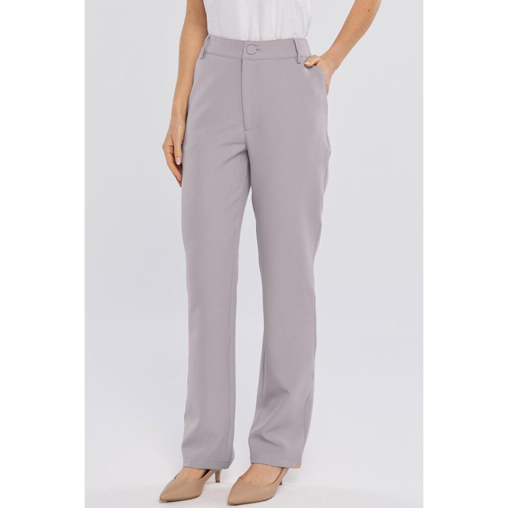 Calça PKS de Alfaiataria Reta Clássica Cinza