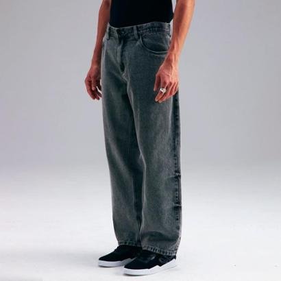 Calça Plano C Jeans Baggy Estonada Washed Grey - Preto | Netshoes