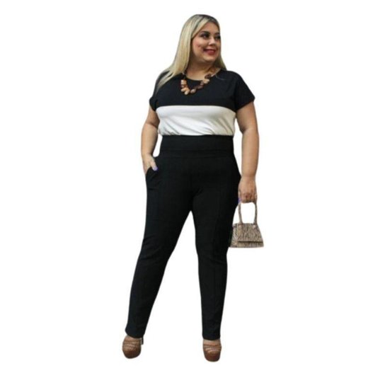 Calça Plus Size Legging Montaria Gorgurão Tecido Canelado Bolsos - Preto Menor preço em Calça Plus Size Legging Montaria Gorgurão Tecido Canelado Bolsos - Preto