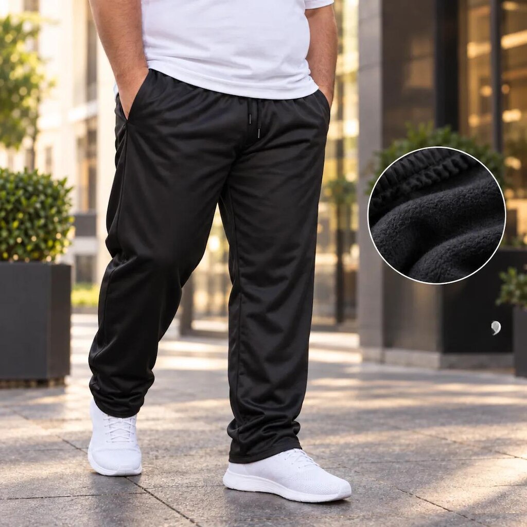 Calça Plus Size Masculina Helanca Flanelada com Bolsos Laterais