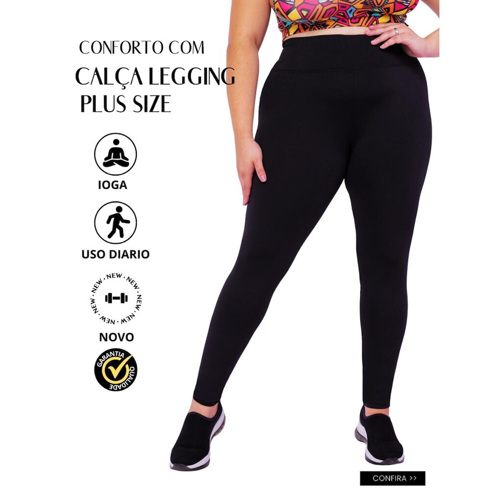 Calça Plus Size Wolfox Academia Ou Dia A Dia Cintura Alta Feminina