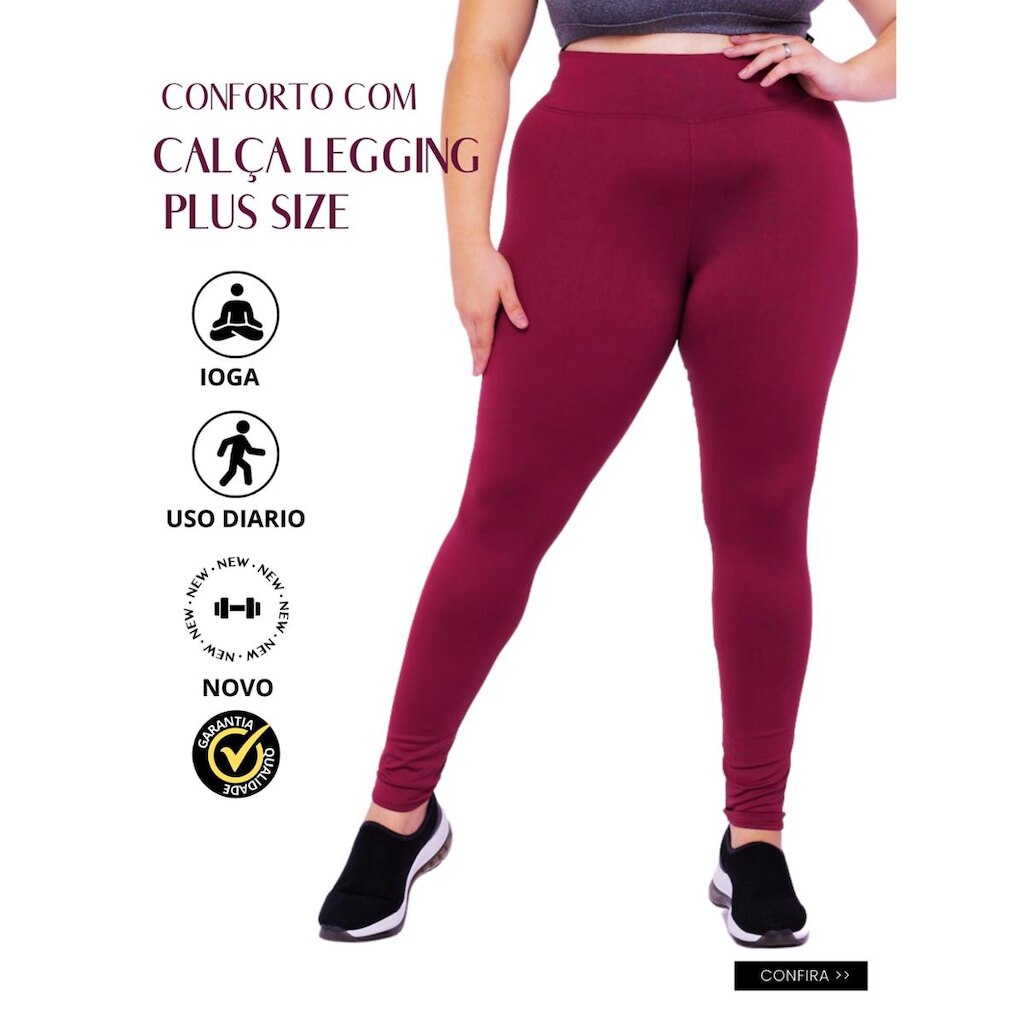 Calça Plus Size Wolfox Academia Ou Dia A Dia Cintura Alta Feminina