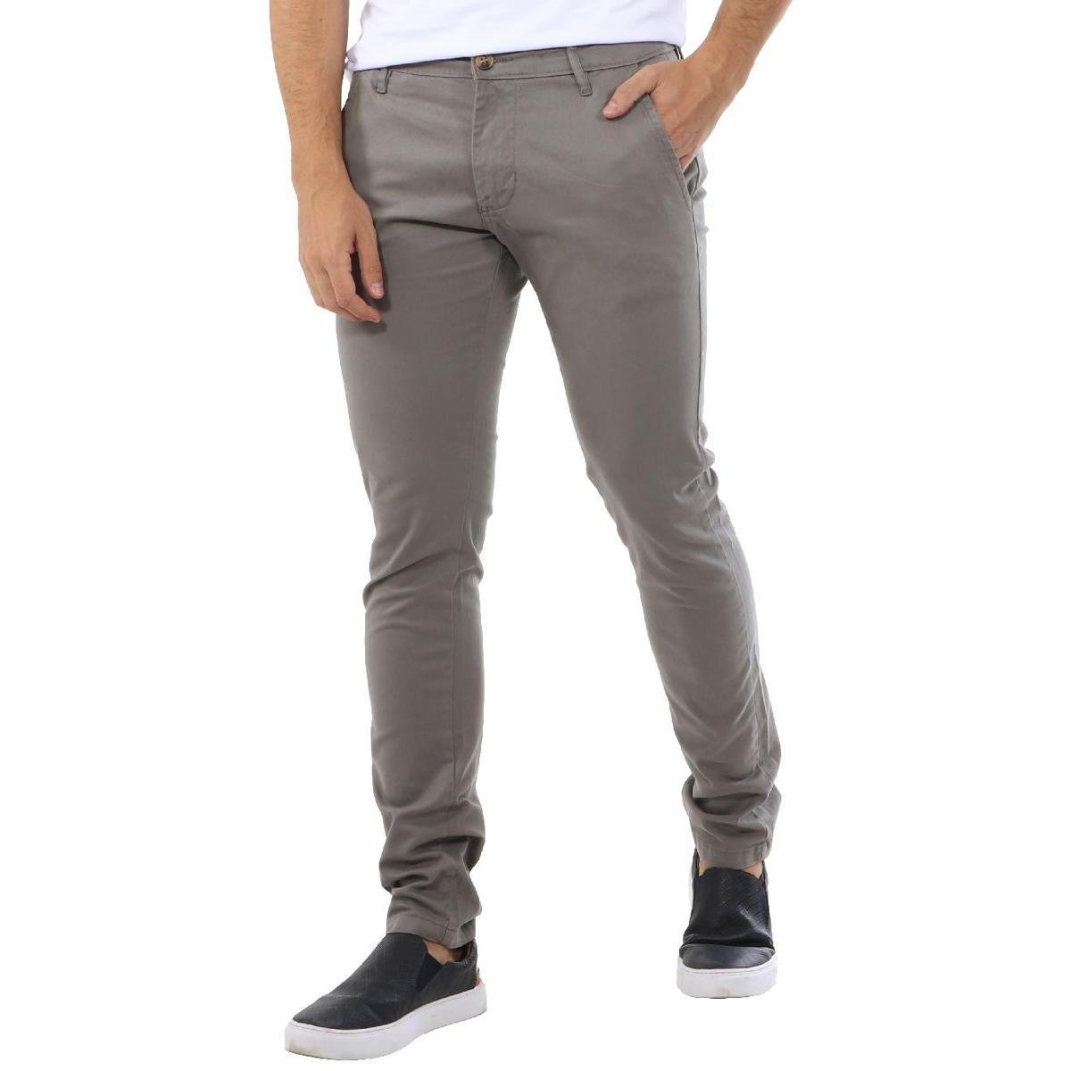 Calça Ralph Lauren de Sarja Chino Stretch Slim Fit Cinza Menor preço em Calça Ralph Lauren de Sarja Chino Stretch Slim Fit Cinza