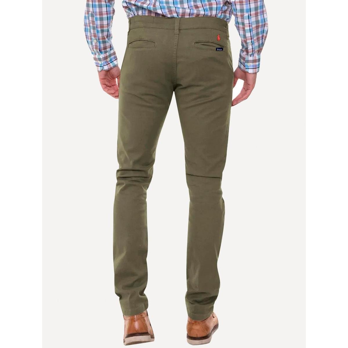 Calça Ralph Lauren Masculina de Sarja Chino Stretch Slim Fit Verde