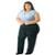 Calça Reta Ponto Roma Catwalk Feminina Cintura Média Cós Médio Com Elástico Plus Size - Preto