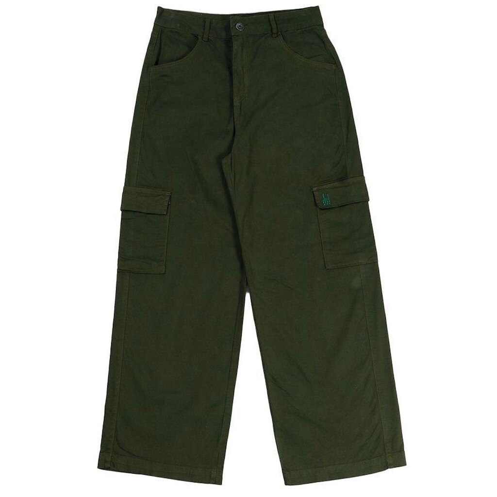 Calça Rock City Army Cargo Sarja Feminino Verde Militar
