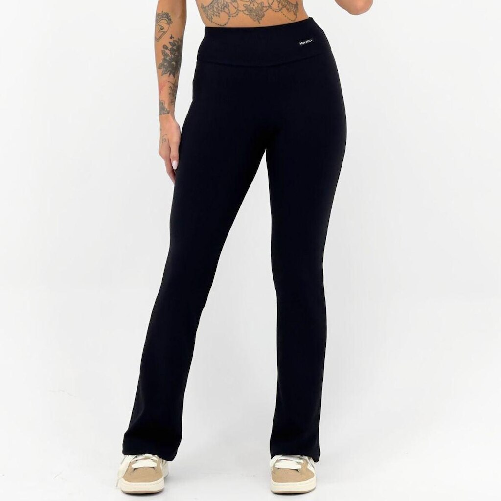 Calça Rosa Bella Flare Canelada Feminina