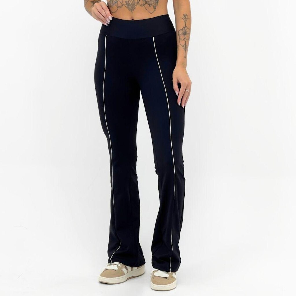 Calça Rosa Bella Flare com Listra Feminina