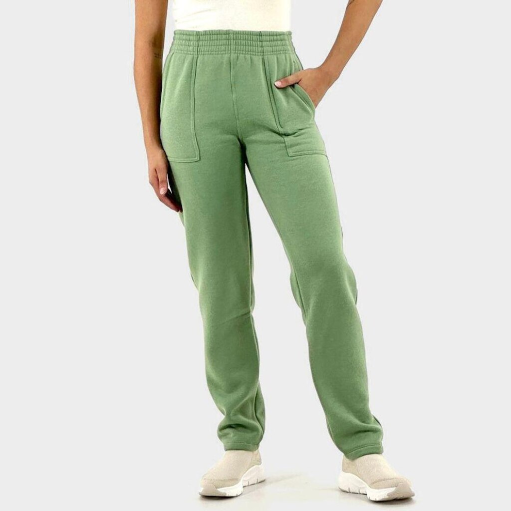 Calça Rosa Bella Moletom Reta Feminina