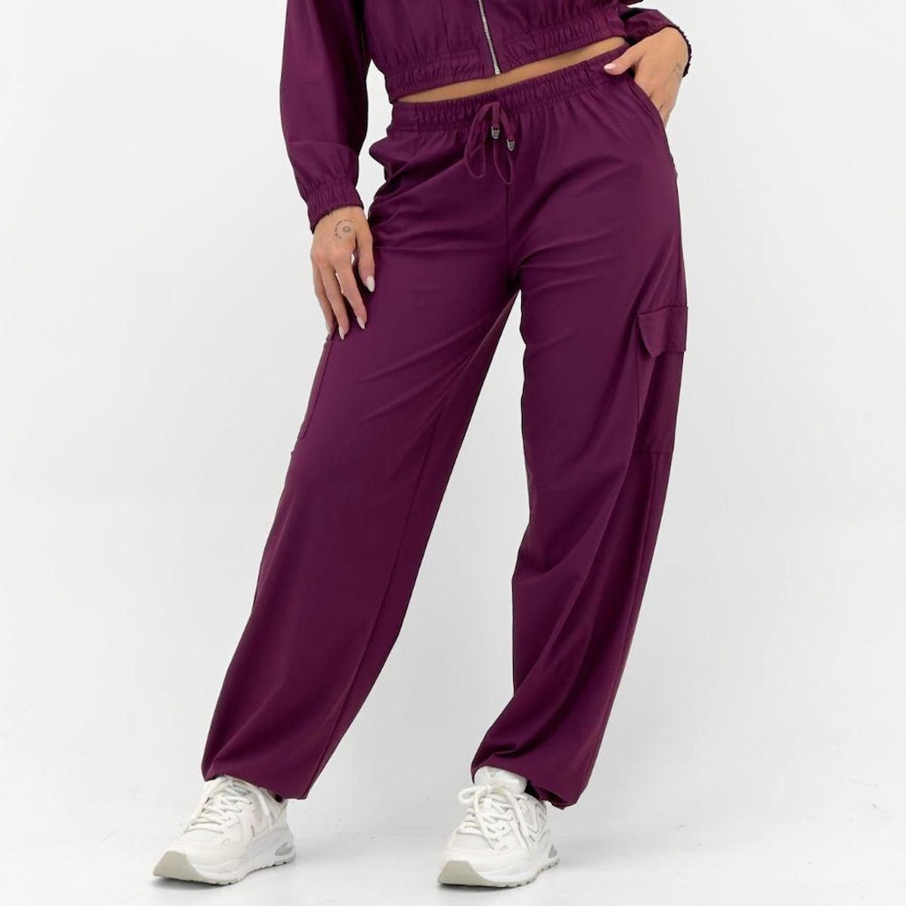 Calça Rosa Bella Reta Cargo Microfibra Feminina