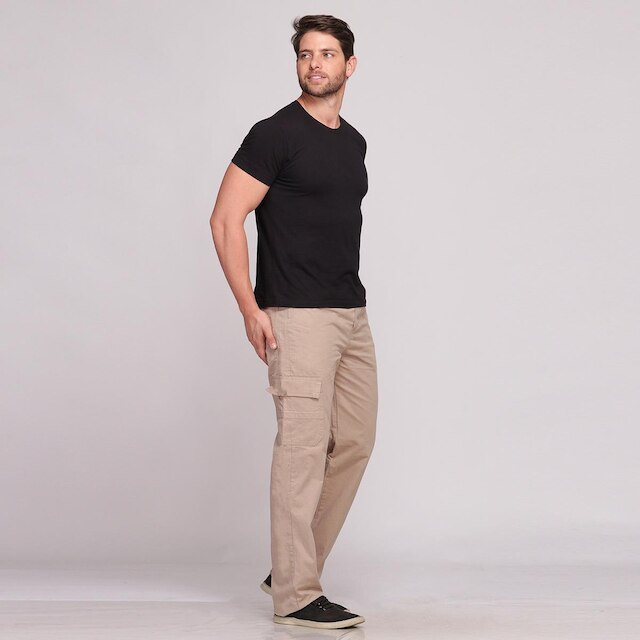Calça Sarja Cargo Masculina Cintura Elastico 7733