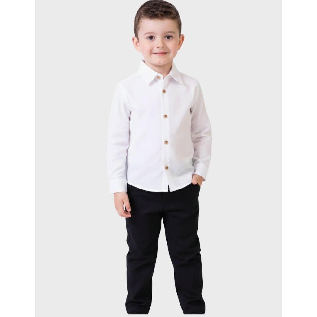 Calça Sarja Com Bolso Elegante Cáqui Quentinha Inverno Dia a Dia Frio Moda - Menino 1 a 3 anos