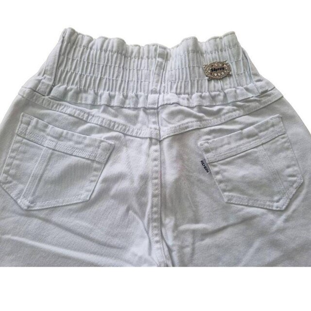 Calça Sarja feminina Branca Shyros Cigarrete Com Elástico