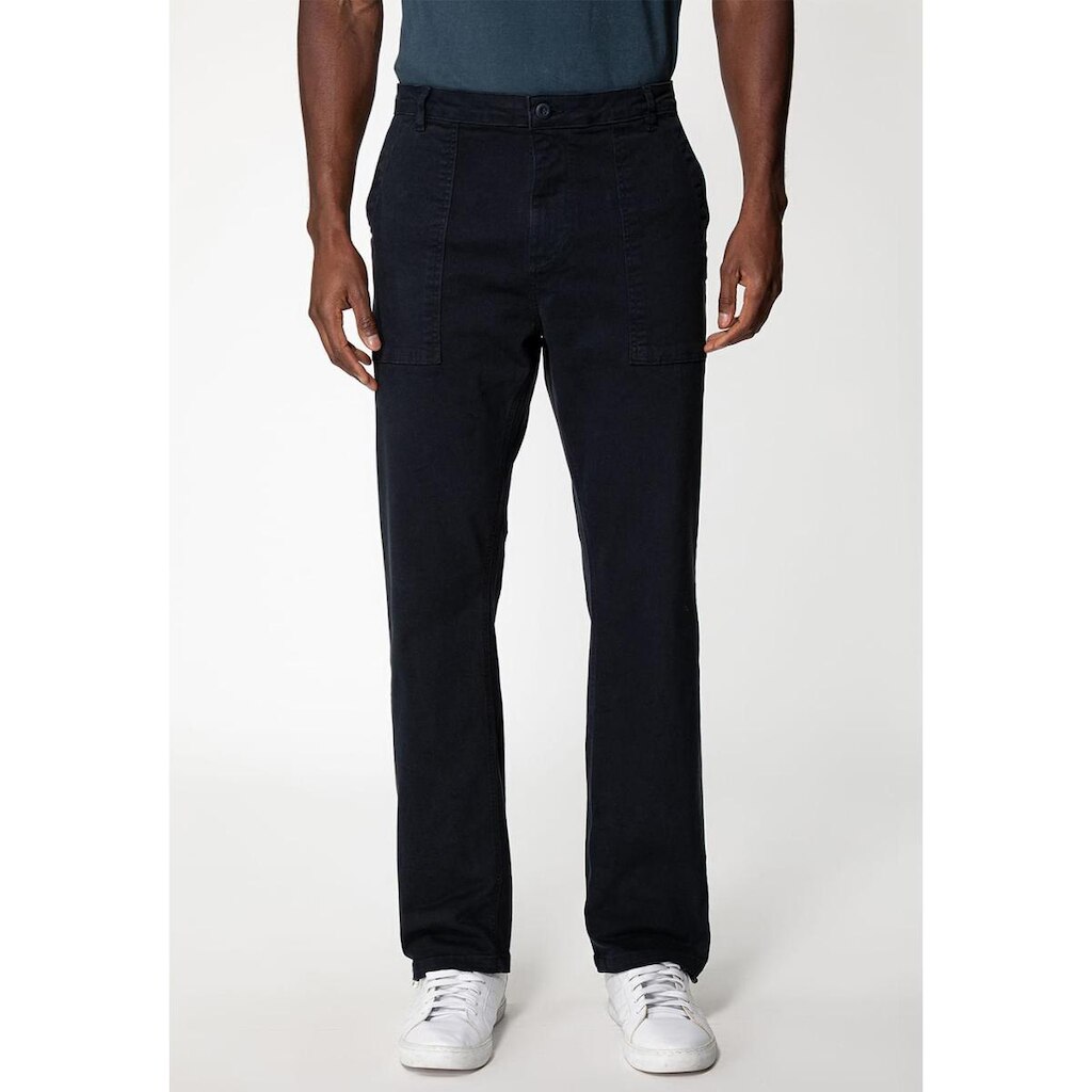 Calça Sarja Reta Bolso Chapado Azul Escuro
