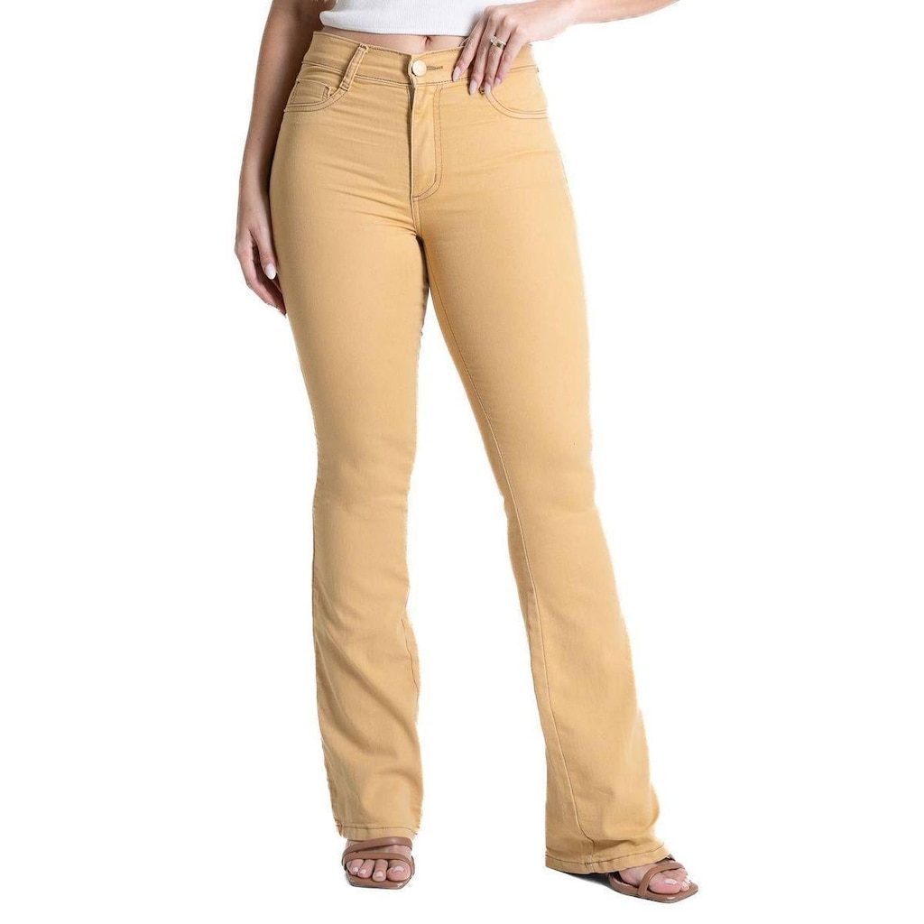 Calça Sarja Sawary Boot Cut - 281809 - Amarelo 48