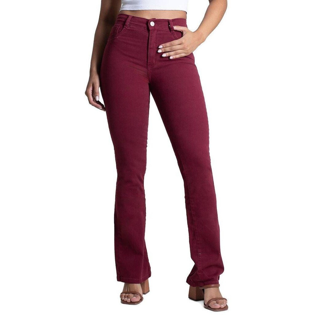 Calça Sarja Sawary Boot Cut - 283544 Bordo 44