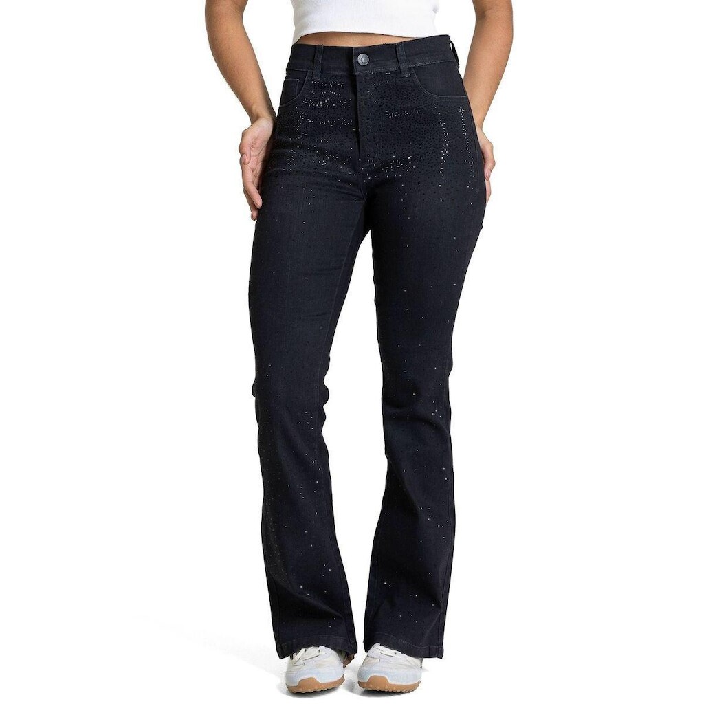 Calça Sarja Sawary Boot Cut Petit Brilho - 283365 - Preto 44